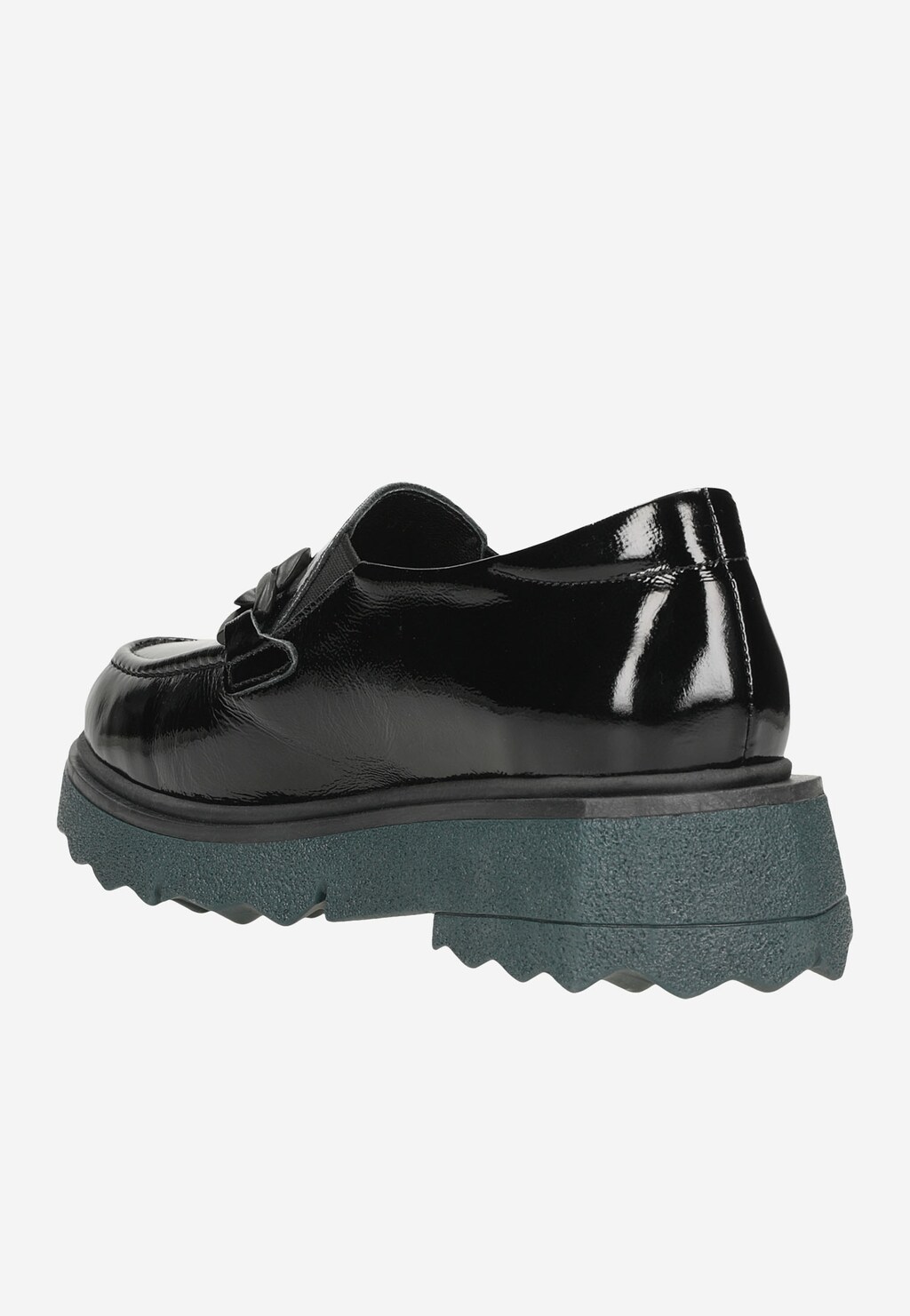 Oryginalne czarne mokasyny damskie z kolorową podeszwą 46177-31 Widok 4