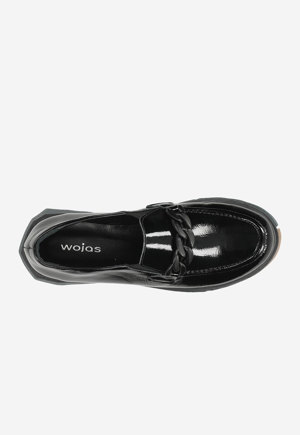 Oryginalne czarne mokasyny damskie z kolorową podeszwą 46177-31 Widok 5