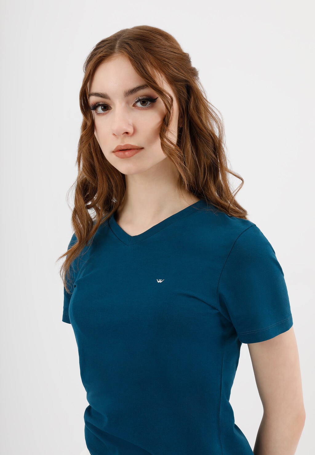 Bawełniana koszulka damska w kolorze granatowym 98015-86 Widok 3