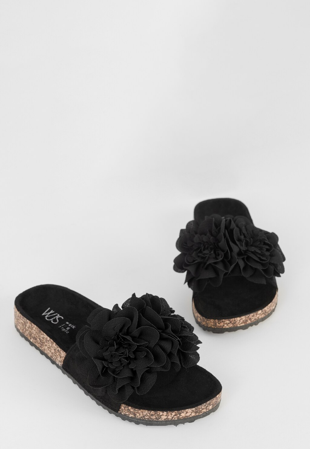 WJS czarne klapki damskie z ozdobą na pasku WJS71017-81 Widok 4