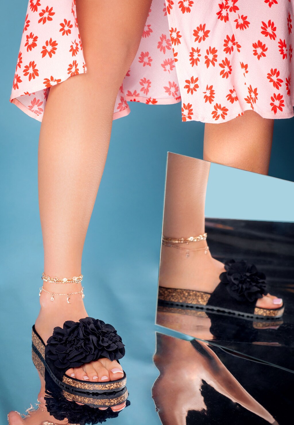 WJS czarne klapki damskie z ozdobą na pasku WJS71017-81 Widok 1