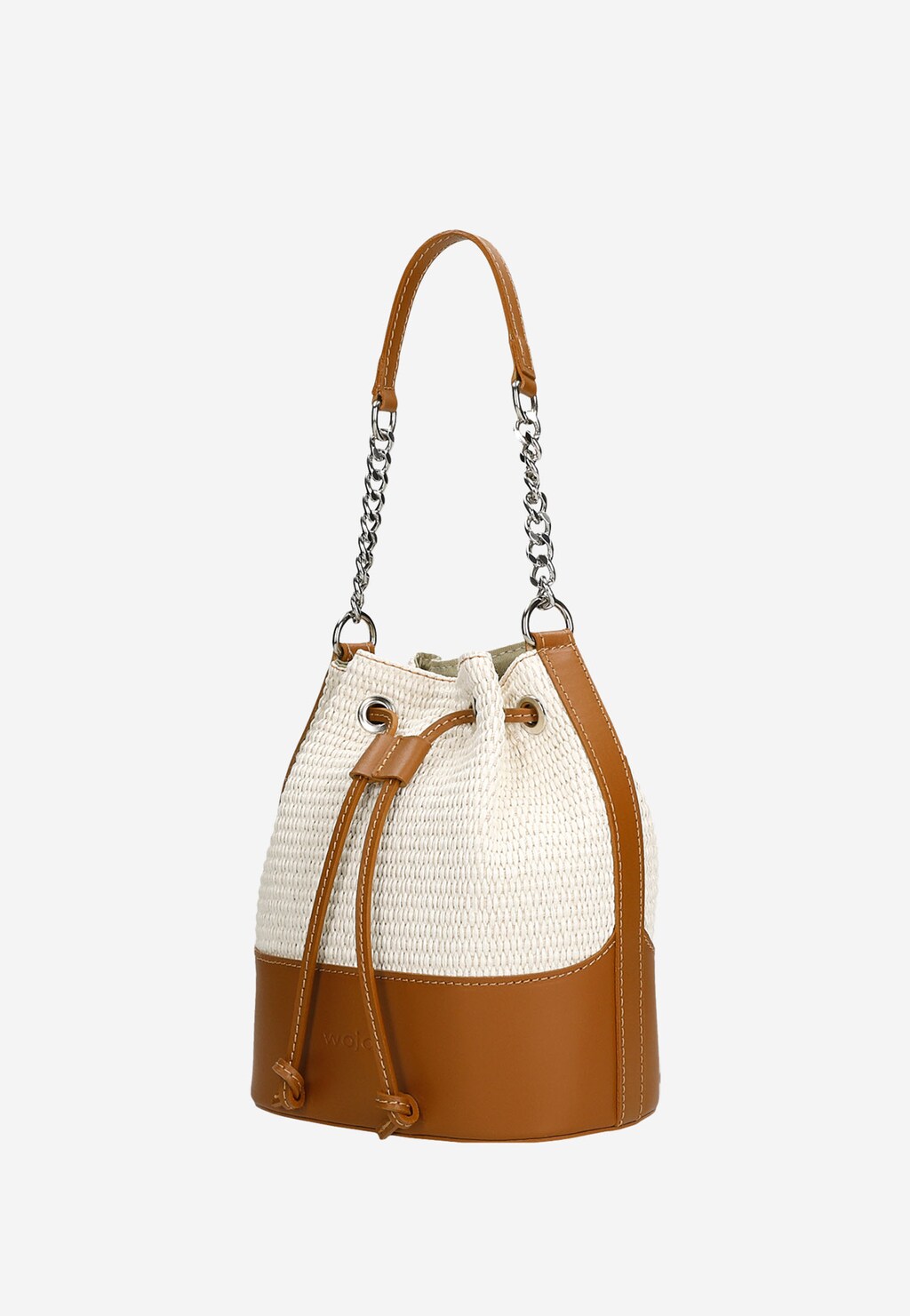 Beżowa materiałowa torebka damska z jasnobrązową skórzaną wstawką 80270-83 Widok 3