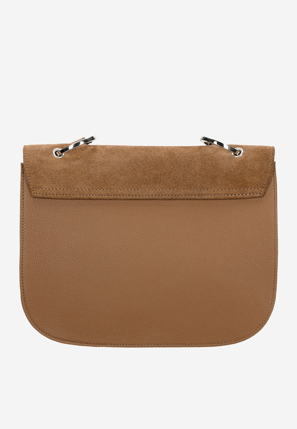 Jasnobrązowa gładka torebka damska z dwoiny welurowej i skóry licowej 9850-73 Widok 4
