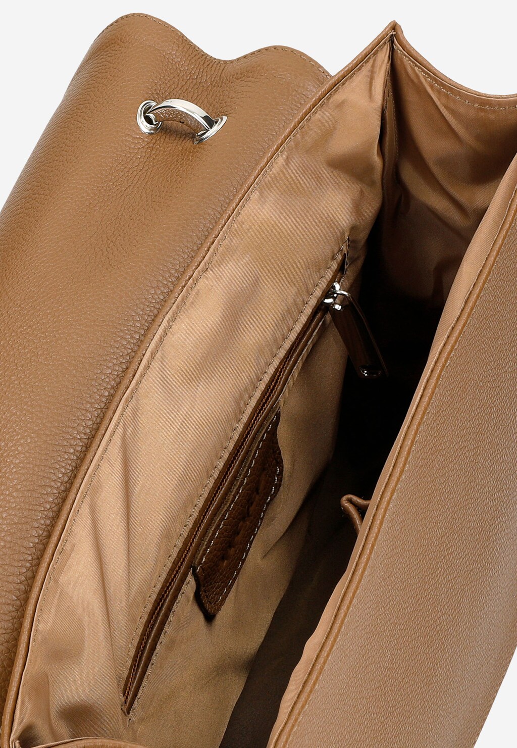 Jasnobrązowa gładka torebka damska z dwoiny welurowej i skóry licowej 9850-73 Widok 6