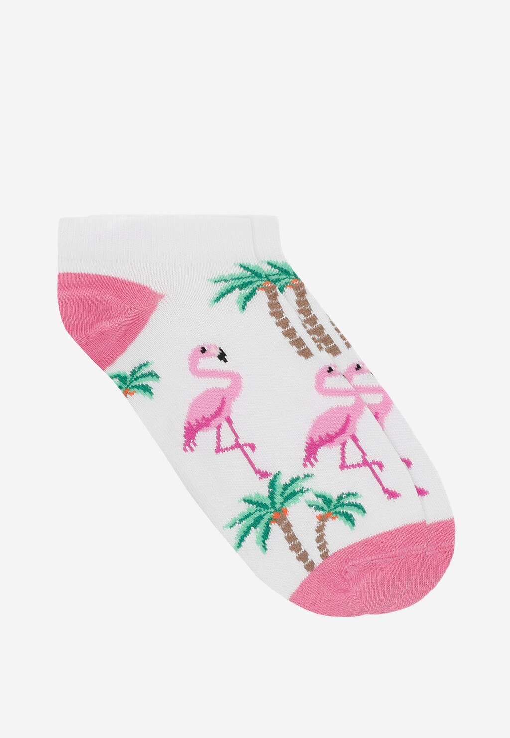 Biele bavlnené ponožky pre dámy s plameniakom 97048-89 Widok 1