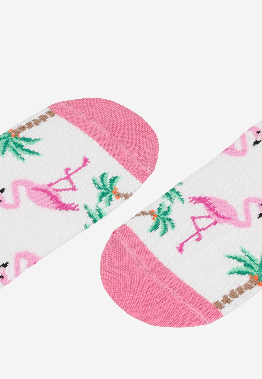 Biele bavlnené ponožky pre dámy s plameniakom 97048-89 Widok 2