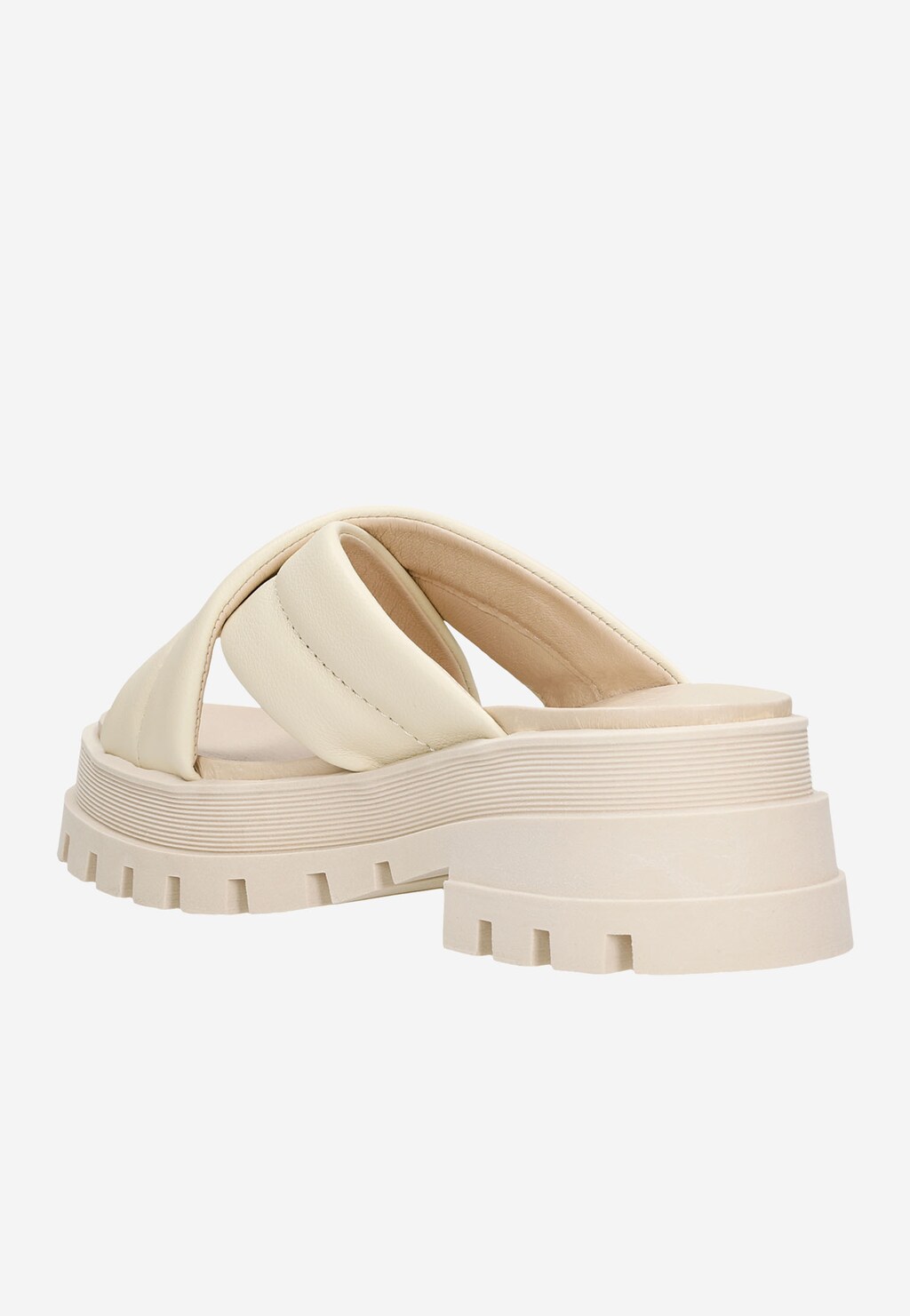 Beżowe masywne klapki damskie ze skóry licowej 74068-54 Widok 4