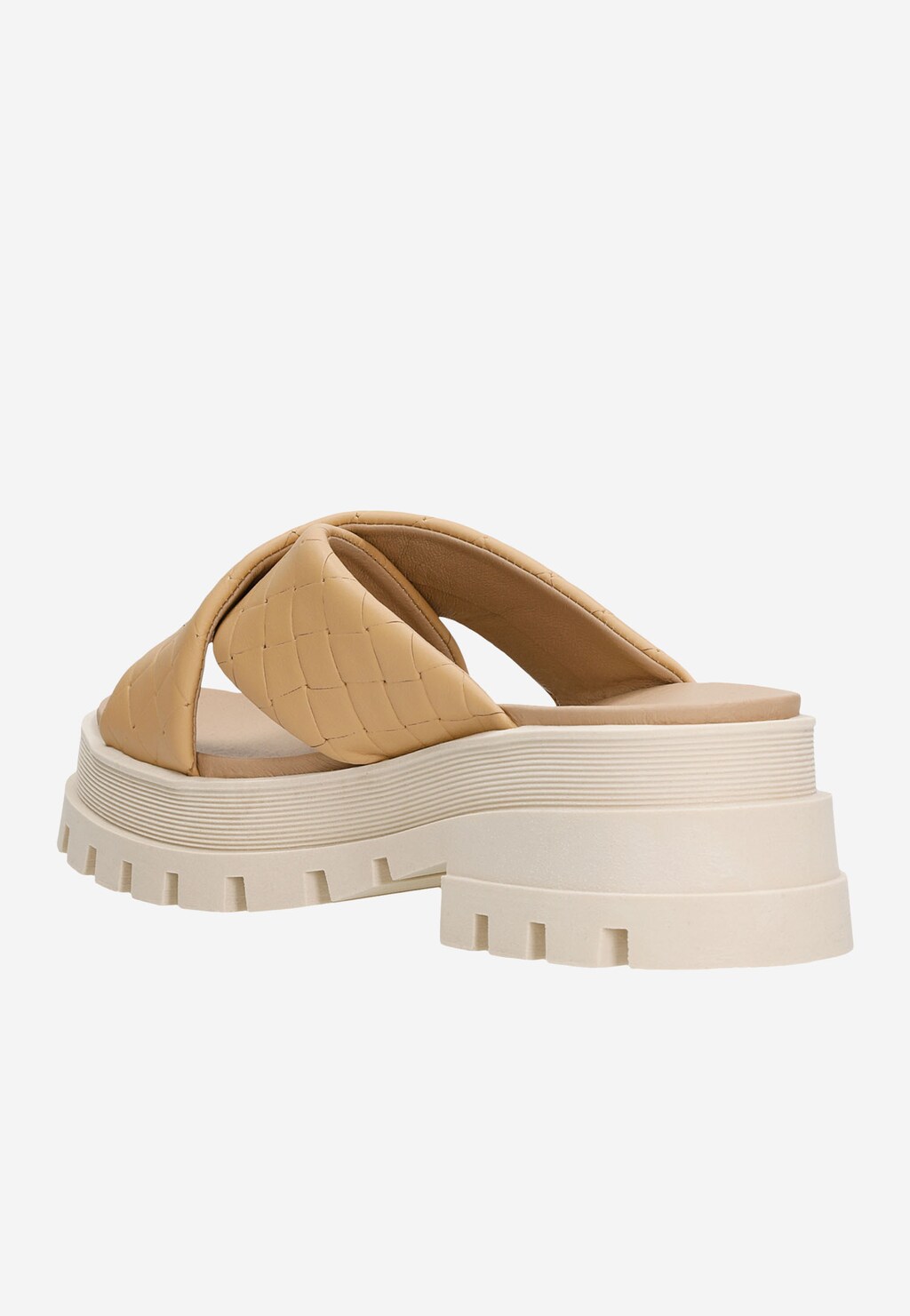 Beżowe pikowane klapki damskie na grubej podeszwie 74017-54 Widok 4