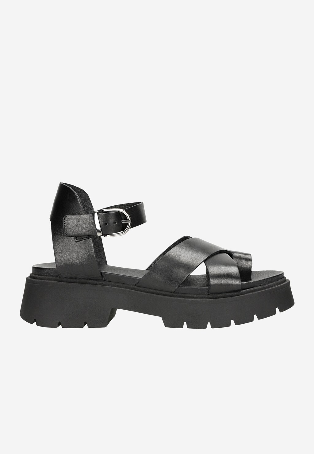 Czarne masywne sandały damskie z szerokimi paskami 76074-51 Widok 2