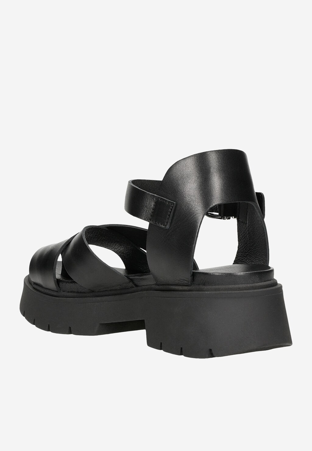 Czarne masywne sandały damskie z szerokimi paskami 76074-51 Widok 4