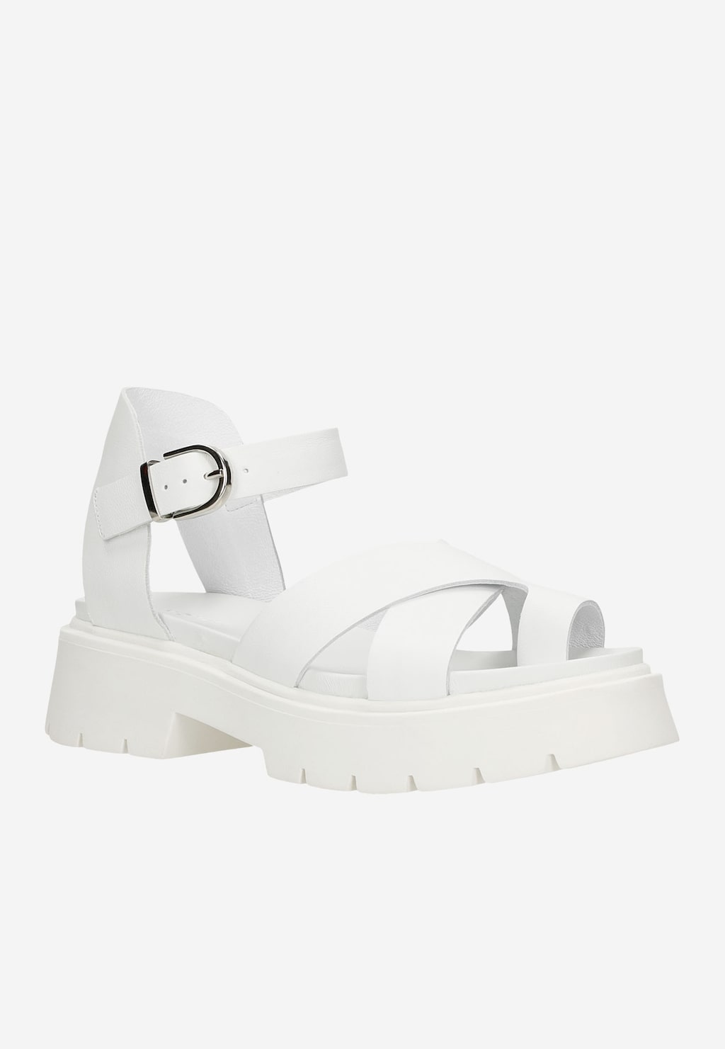 Białe masywne sandały damskie na platformie 76074-59 Widok 3