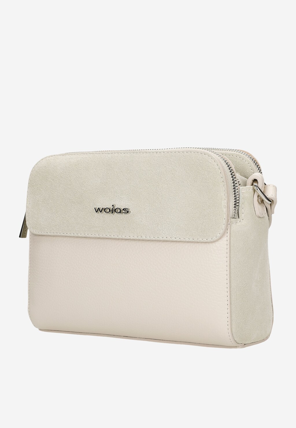 Mała beżowa torebka damska z elementami z dwoiny welurowej 80290-74 Widok 3