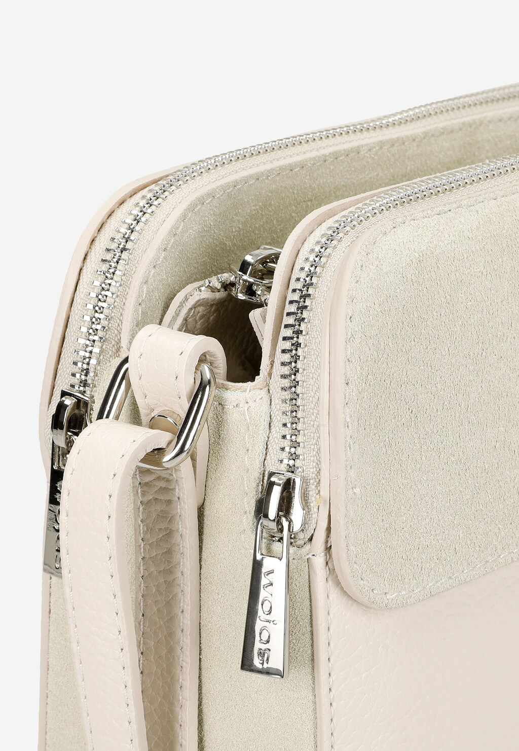 Mała beżowa torebka damska z elementami z dwoiny welurowej 80290-74 Widok 7