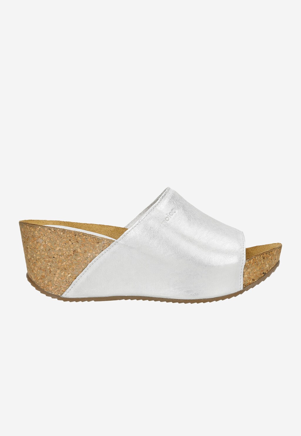 Srebrne klapki damskie na koturnie 74021-57 Widok 2