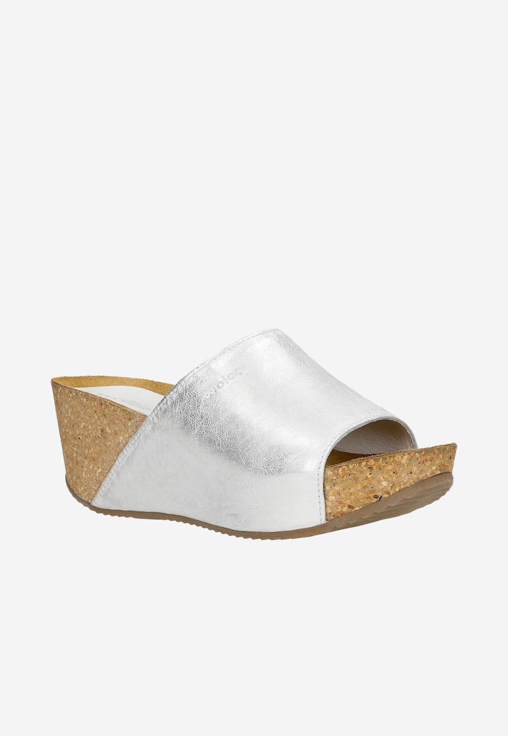 Srebrne klapki damskie na koturnie 74021-57 Widok 3