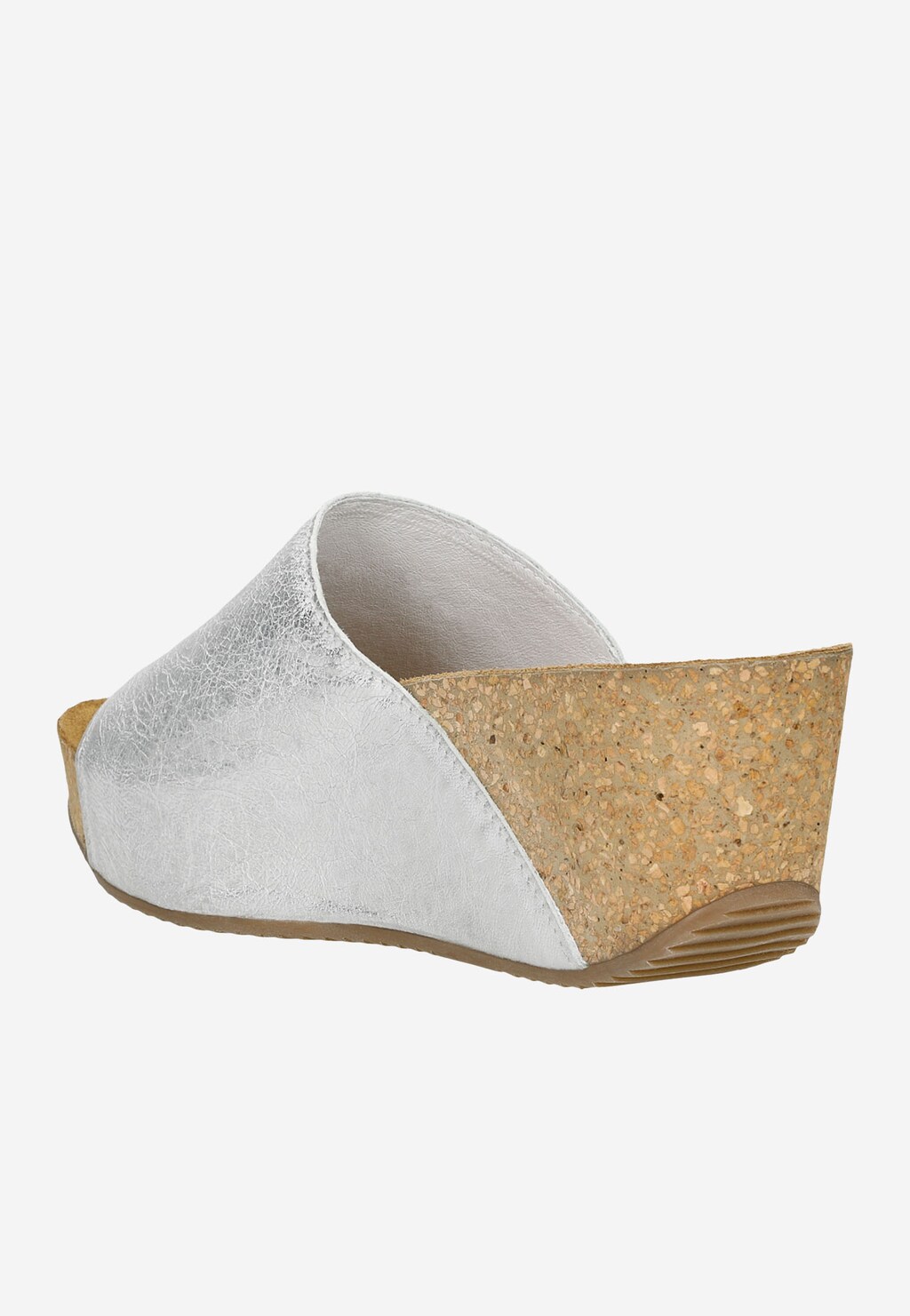 Srebrne klapki damskie na koturnie 74021-57 Widok 4