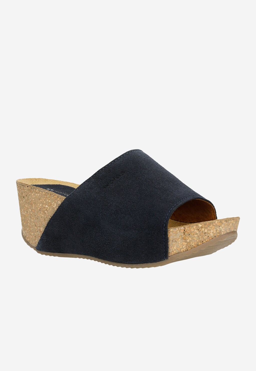 Granatowe klapki damskie na wysokiej korkowej koturnie 74021-86 Widok 3