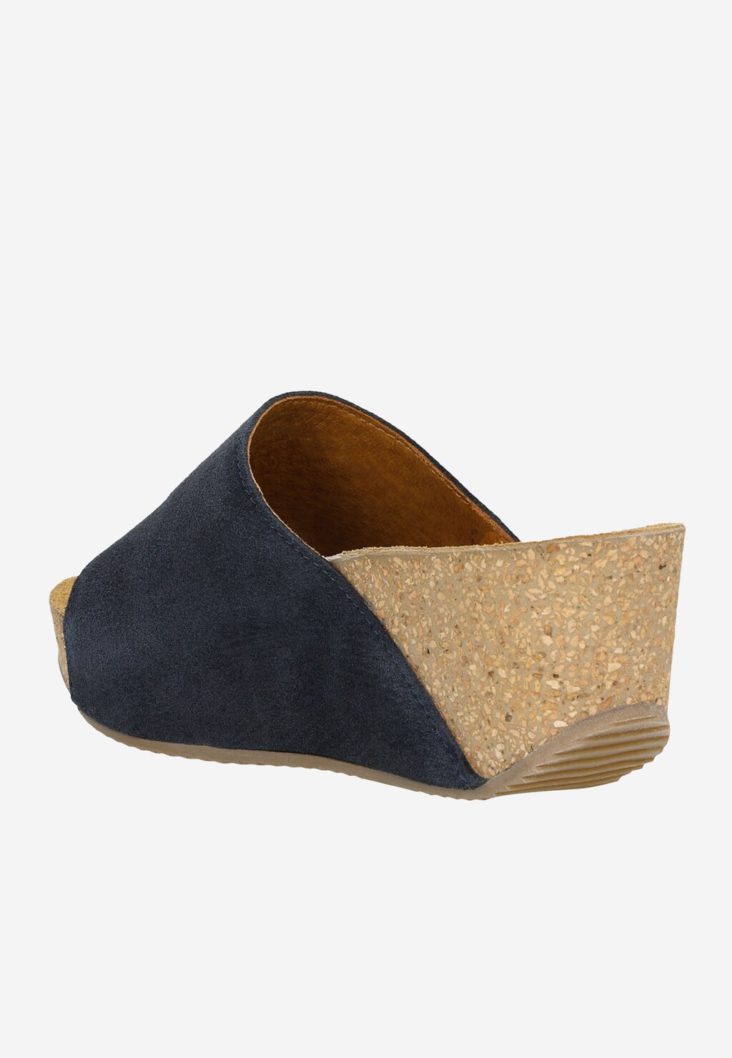 Granatowe klapki damskie na wysokiej korkowej koturnie 74021-86 Widok 4