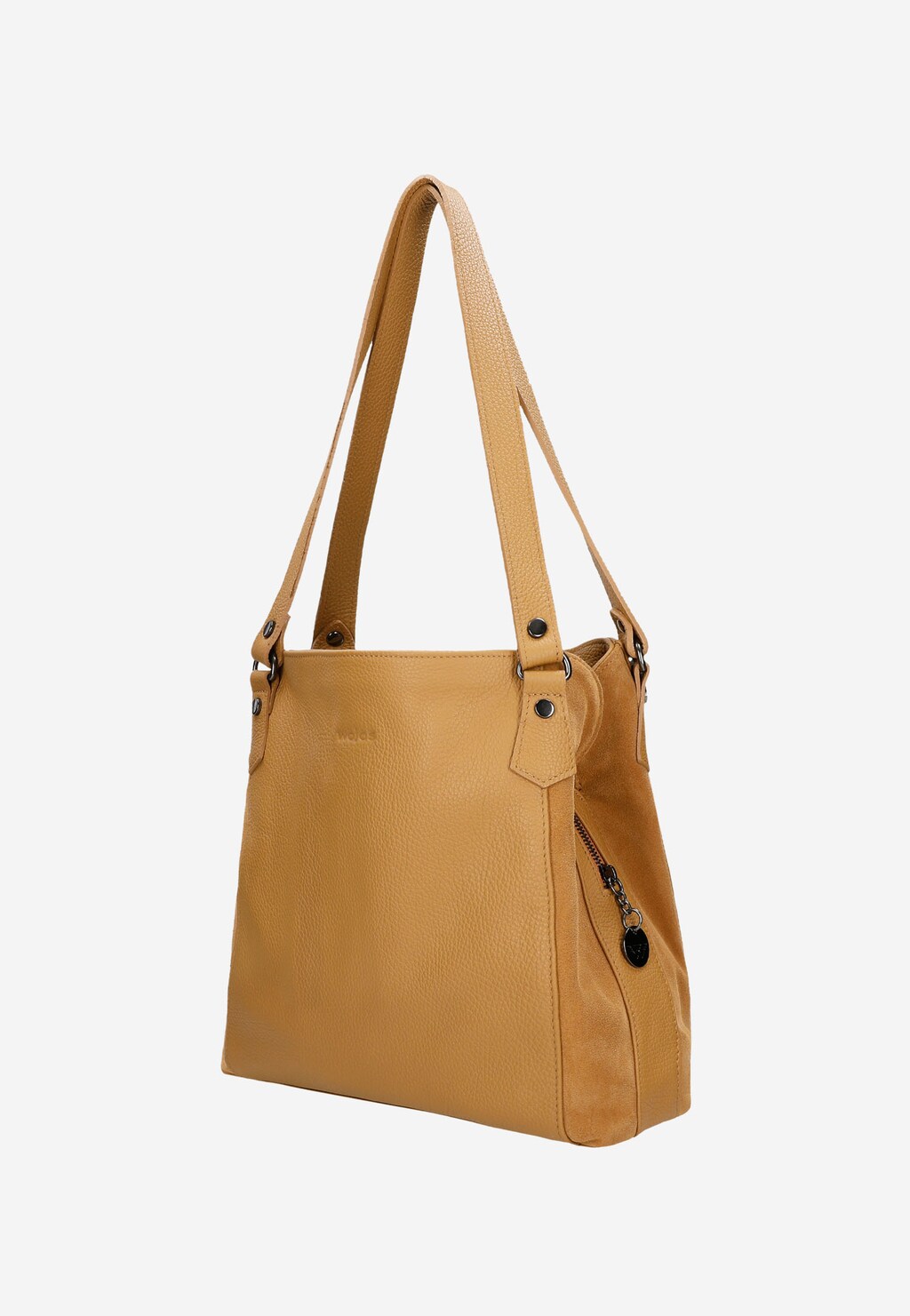 Jasnobrązowa torebka damska ze skóry licowej i weluru 9859-73 Widok 2