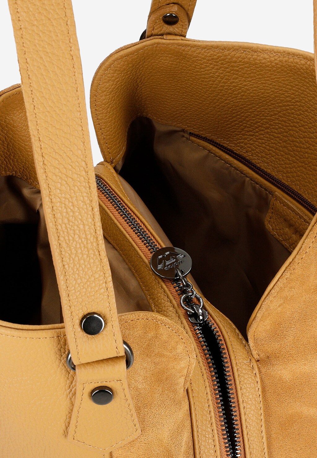 Jasnobrązowa torebka damska ze skóry licowej i weluru 9859-73 Widok 4