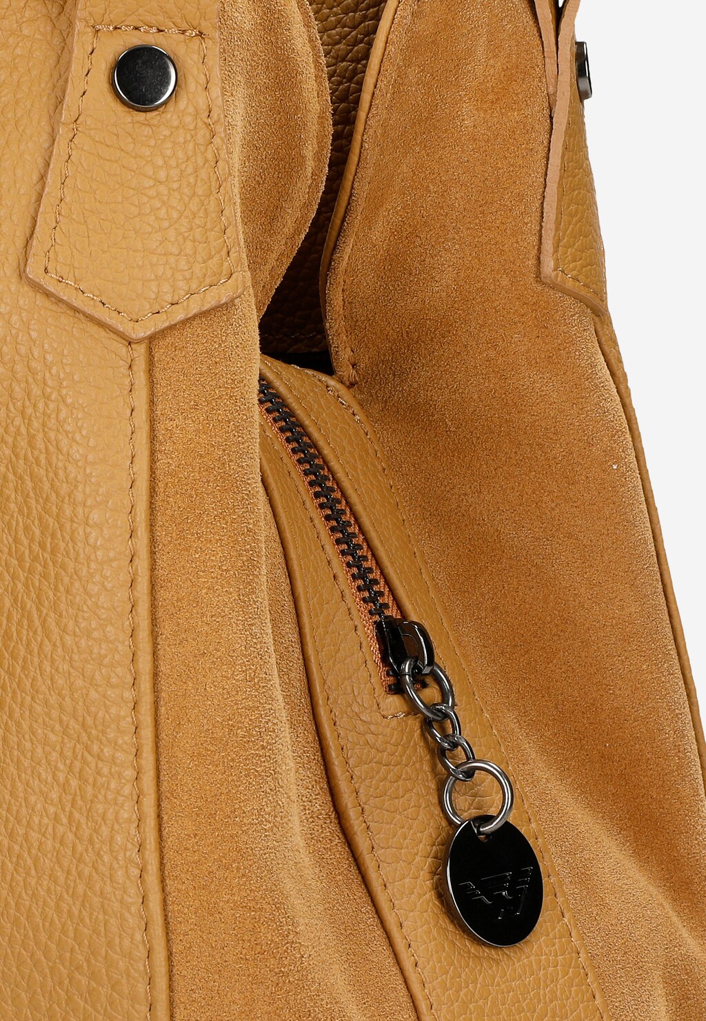 Jasnobrązowa torebka damska ze skóry licowej i weluru 9859-73 Widok 5