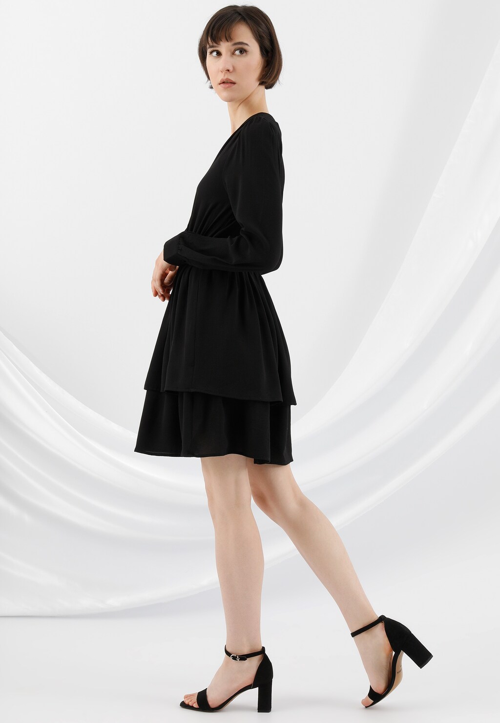 Czarne sandały damskie na obcasie 76070-61 Widok 1