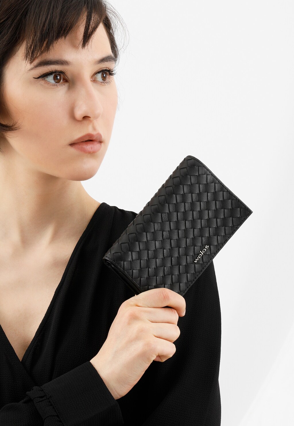 Originálna dámska peňaženka veľká z čiernej lícovej kože 91054-51 Widok 1