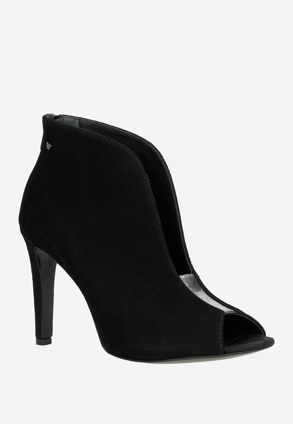 Czarne eleganckie botki peep toe na szpilce 55042-81 Widok 3