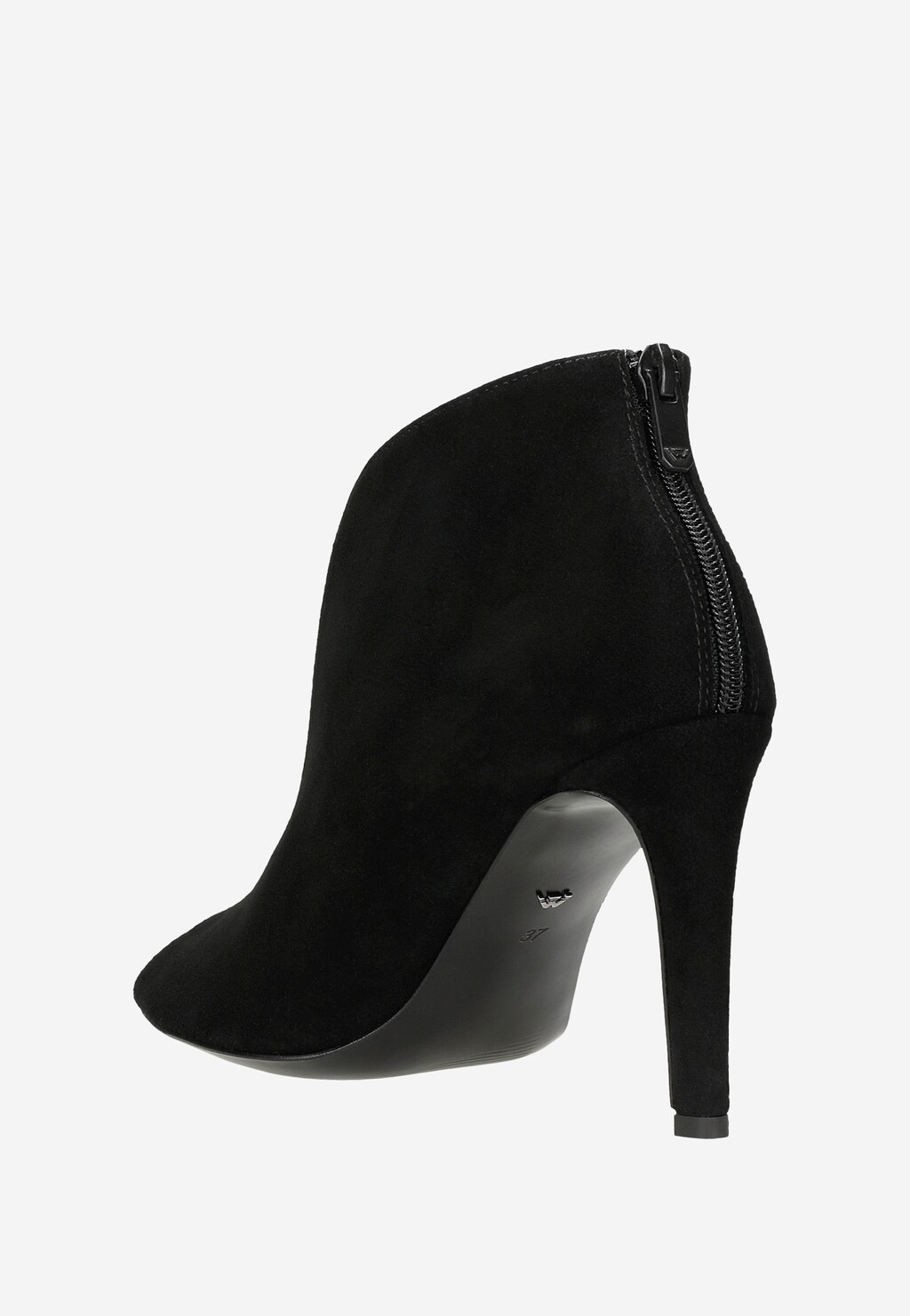 Czarne eleganckie botki peep toe na szpilce 55042-81 Widok 4