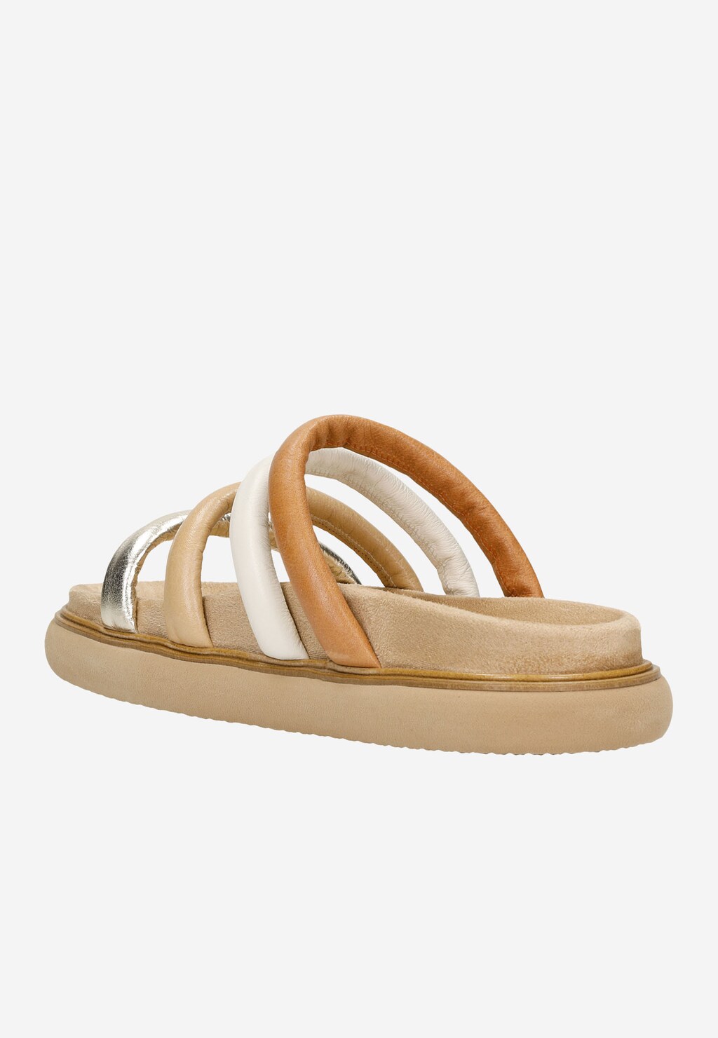 Klapki damskie na grubej podeszwie z kolorowymi paskami 74026-54 Widok 4