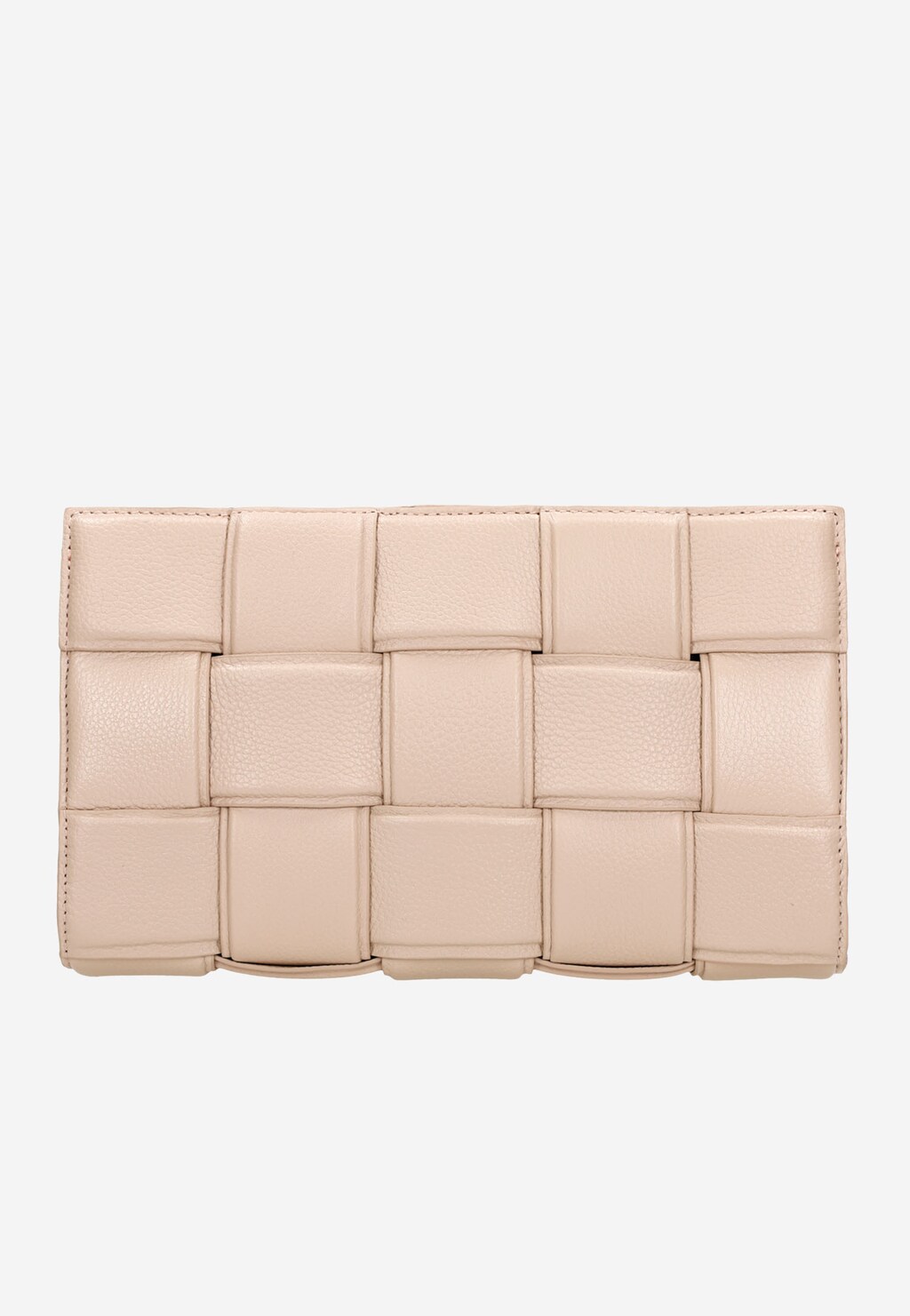 Beżowa torebka damska Wojas model 80235-54 wykonana ze skóry licowej o charakterystycznej plecionej strukturze, widok z góry.