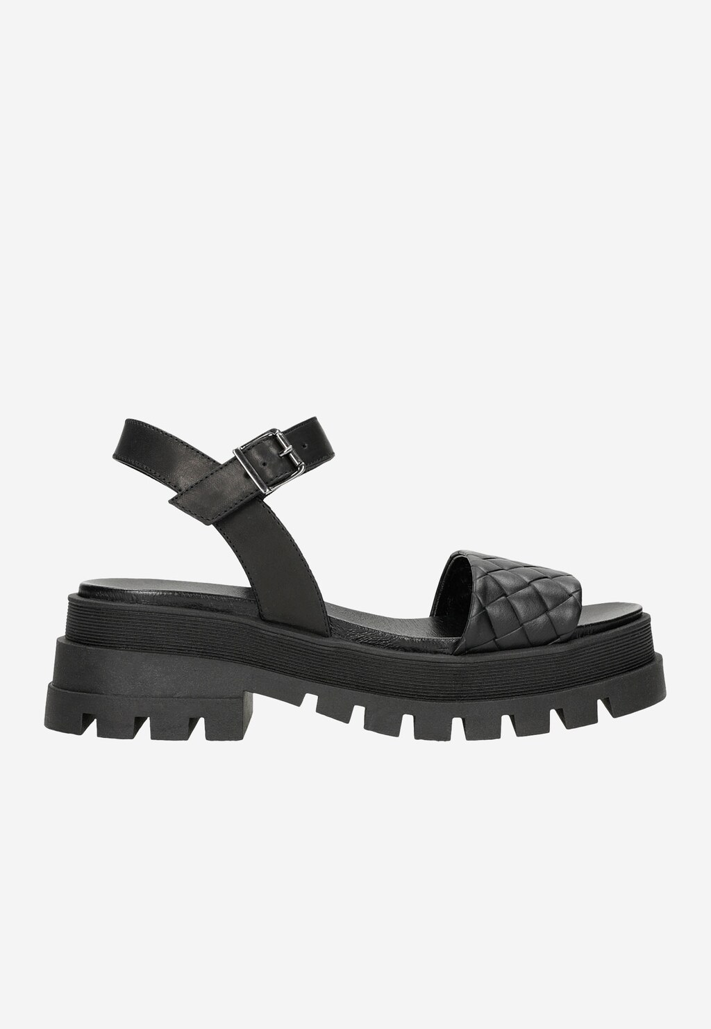 Trendy letní černé kožené sandály dámské na podpatku 76113-51 Widok 2