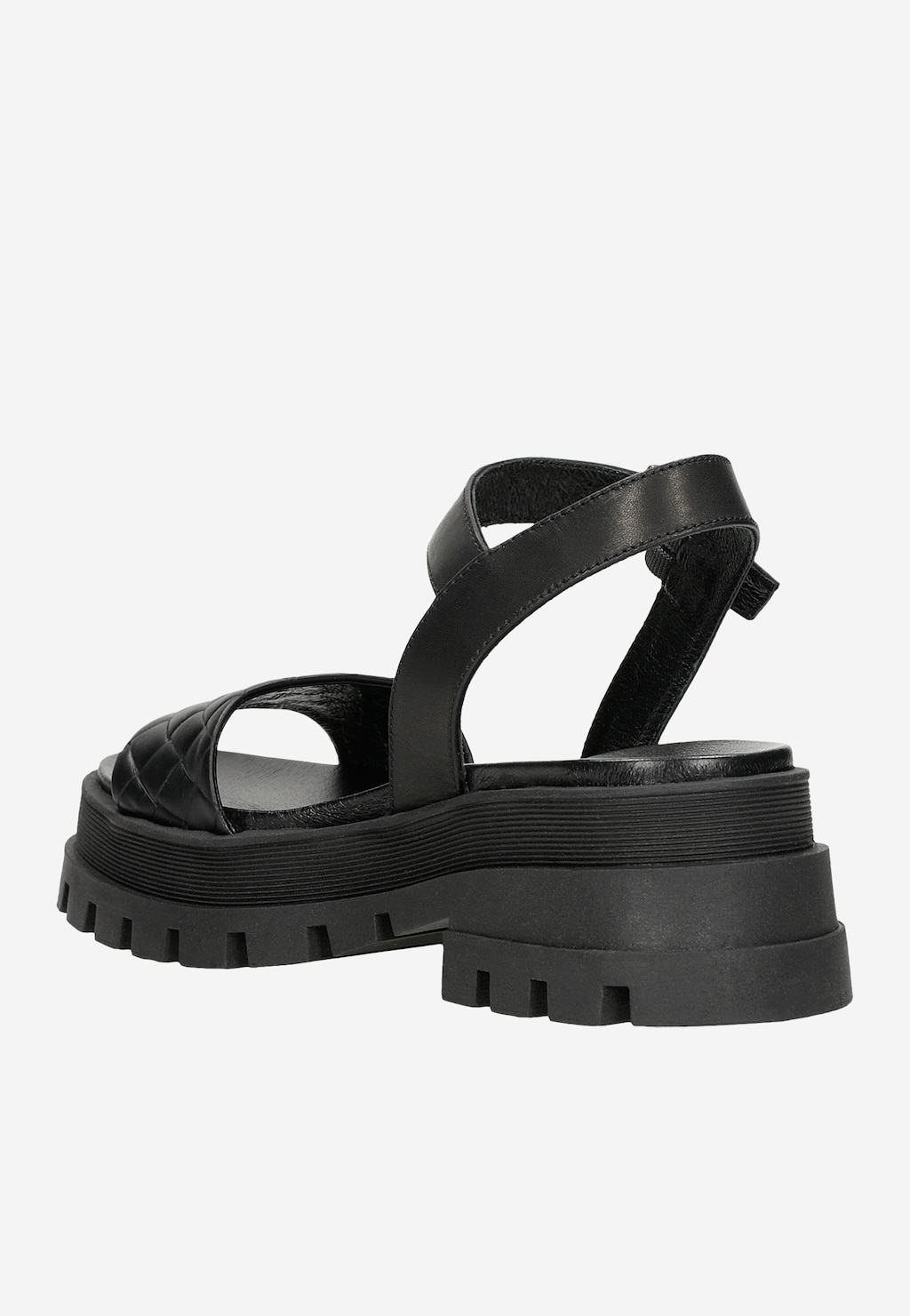 Trendy letní černé kožené sandály dámské na podpatku 76113-51 Widok 4