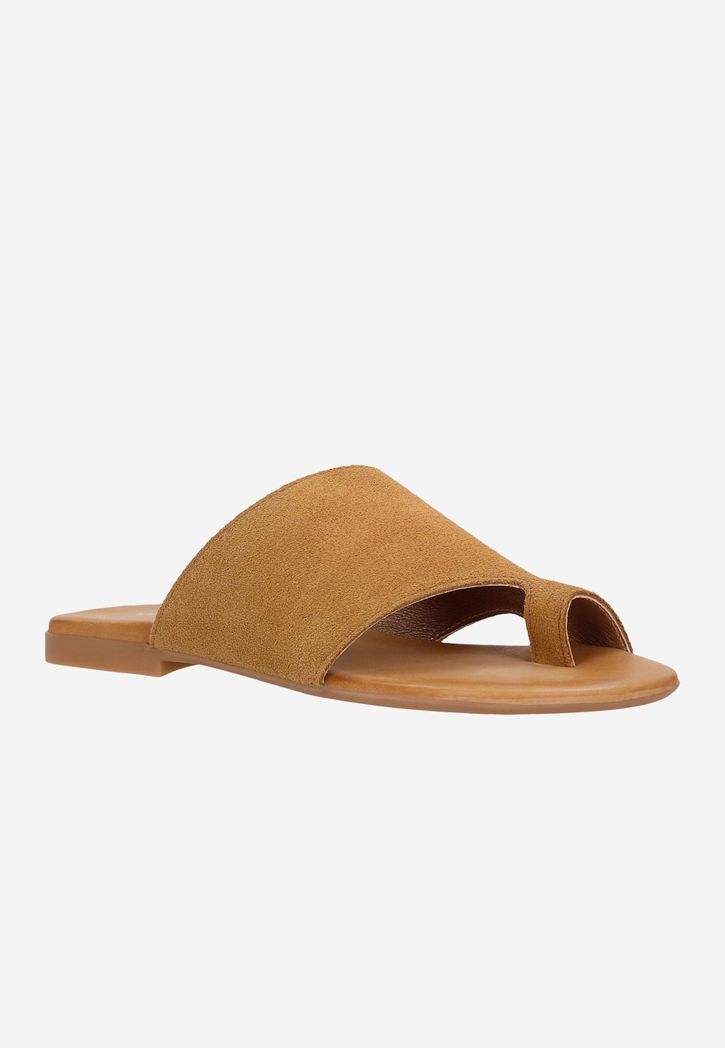 Jasnobrązowe klapki damskie na płaskiej podeszwie 74075-63 Widok 3