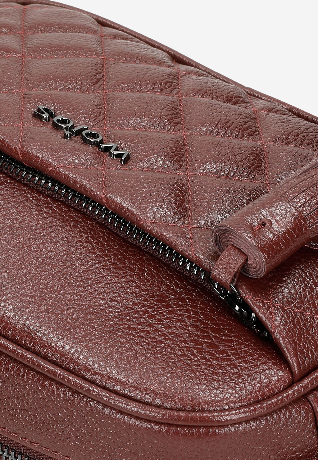 Bordowa mała torebka damska z pikowaniem na kieszonce 80232-55 Widok 7