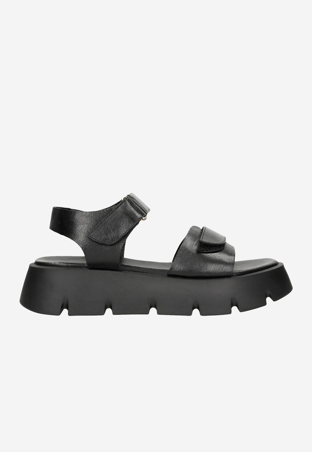 Czarne skórzane sandały damskie na platformie 76105-51 Widok 2