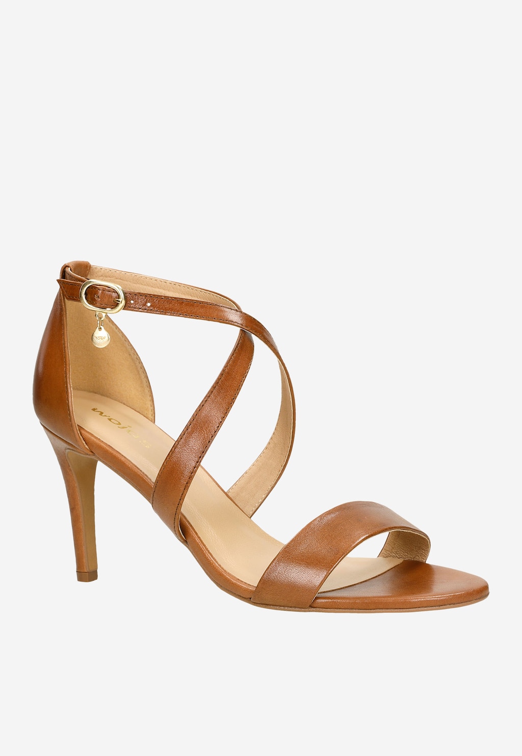 Jasnobrązowe sandały damskie na szpilce 76003-53 Widok 3