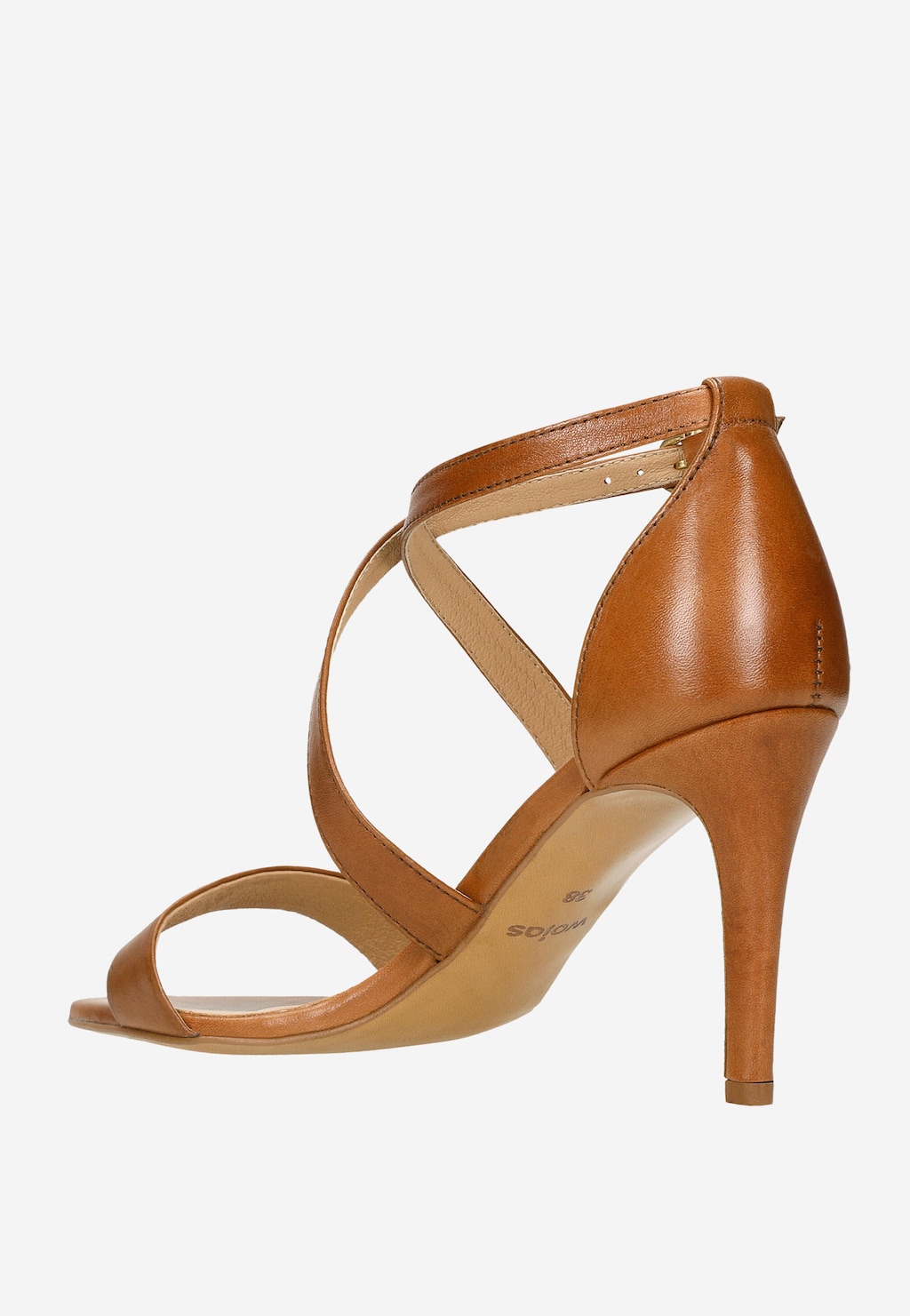 Jasnobrązowe sandały damskie na szpilce 76003-53 Widok 4