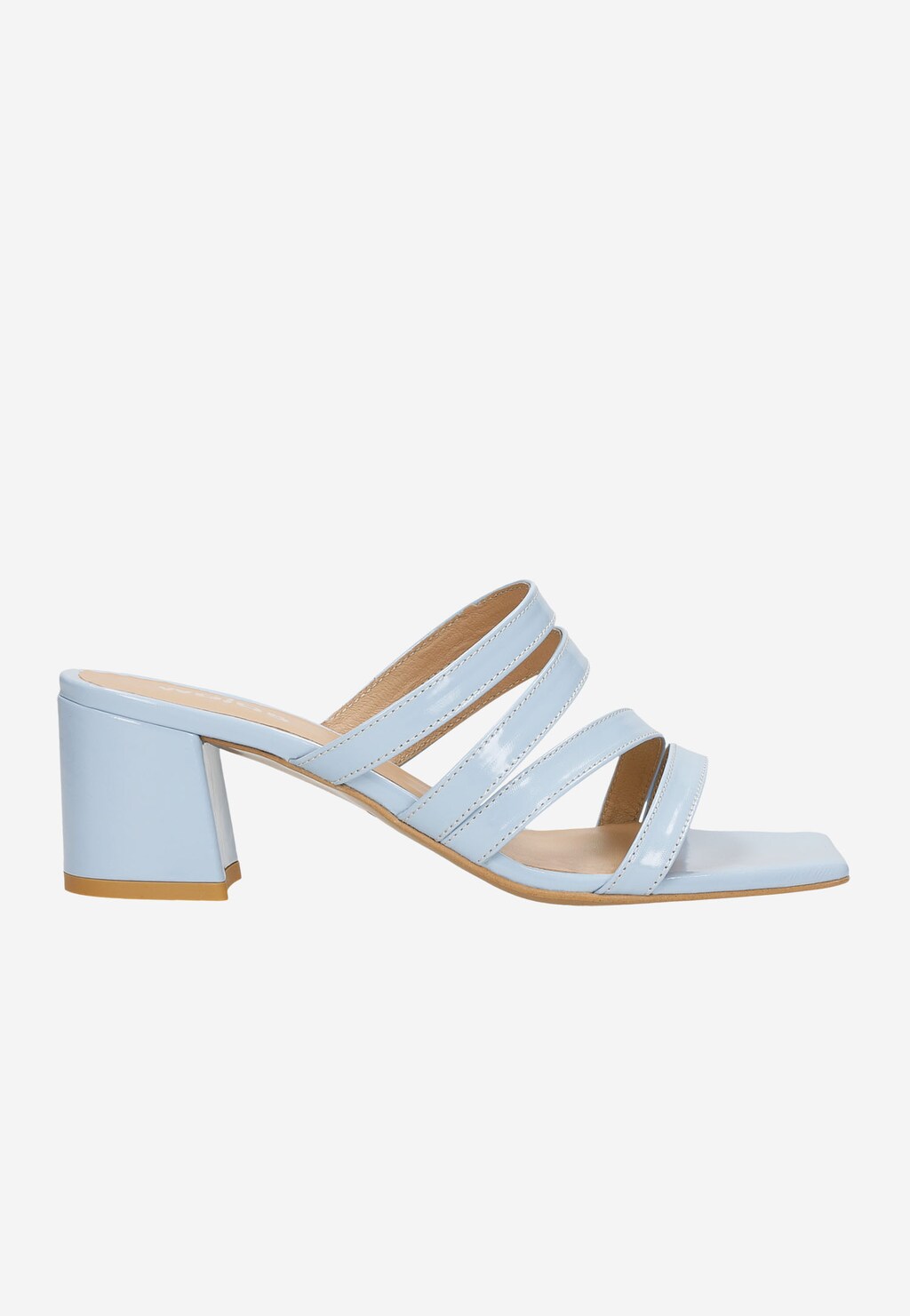 Niebieskie klapki damskie na słupku z kwadratowym noskiem 74071-56 Widok 2