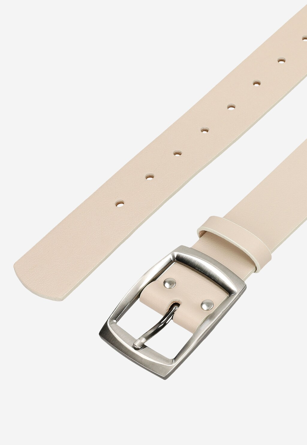 Beżowy gładki pasek damski ze srebrną klamrą 6966-54 Widok 4