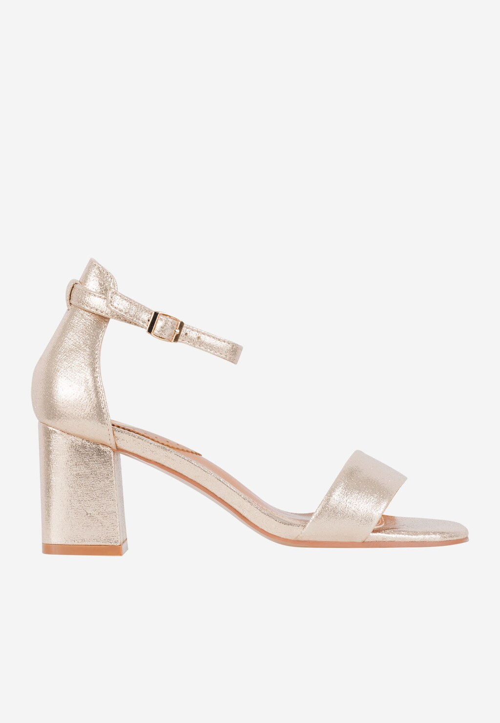 Párty sandále na podpätku v žiarivej zlatej farbe WJS74050-18 Widok 1