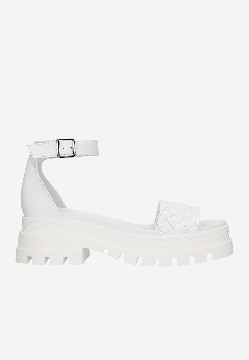 Białe sandały damskie z pikowanym paskiem 76113-59 Widok 2