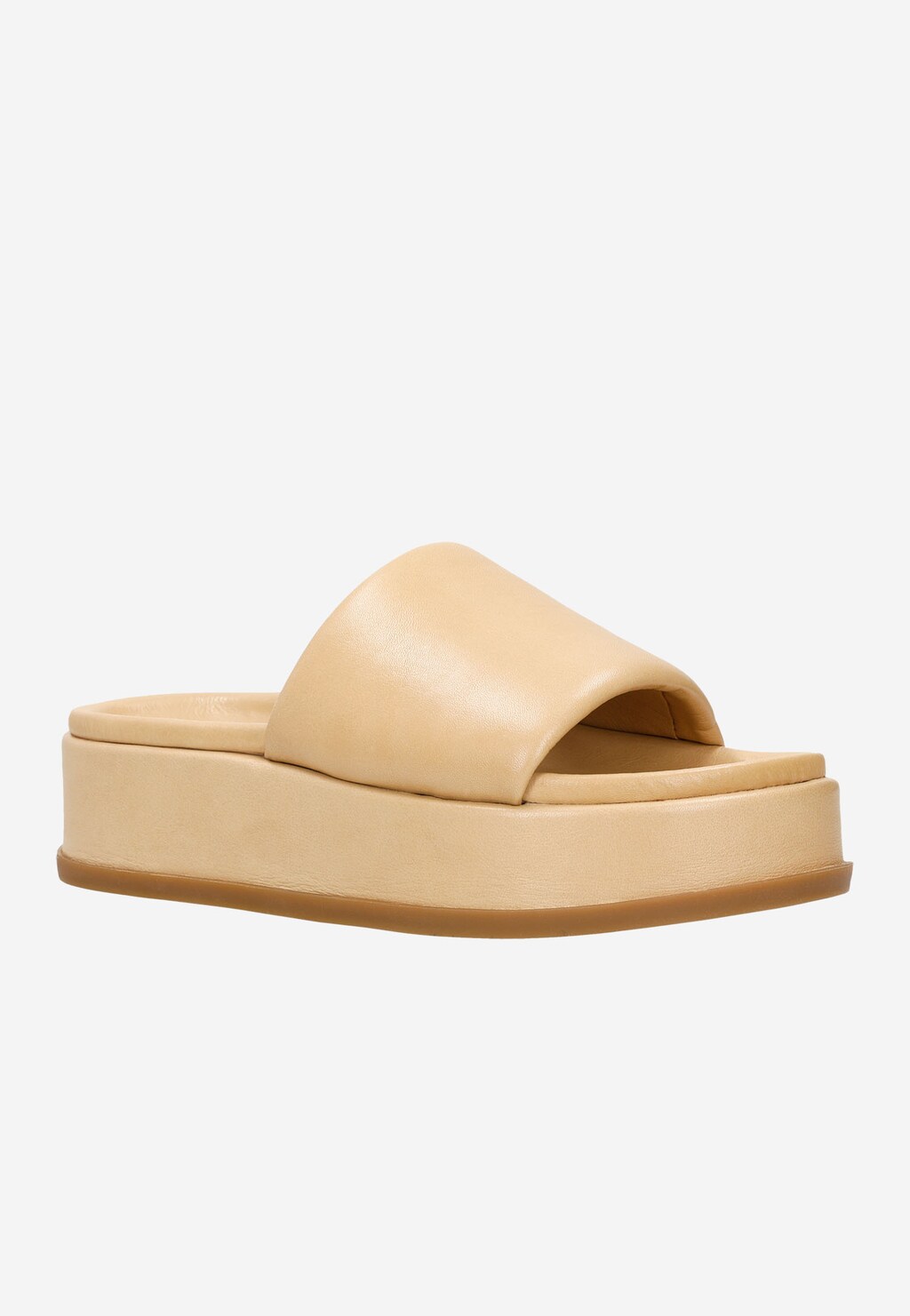 Beżowe płaskie klapki damskie na platformie 74064-59 Widok 3