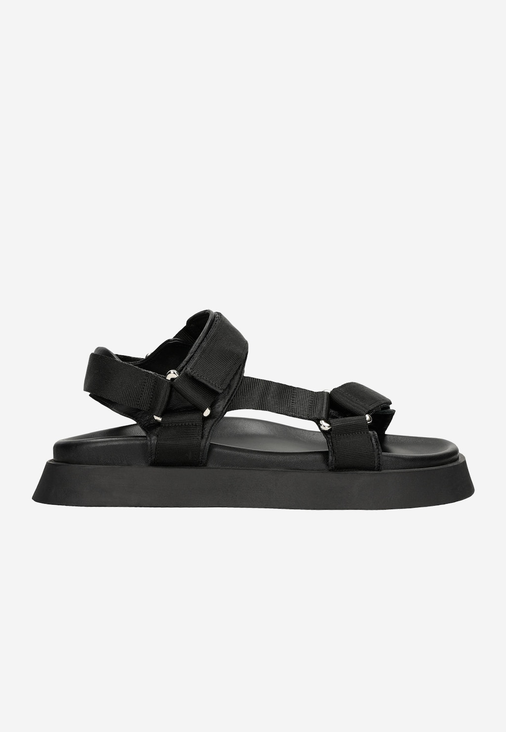 Czarne płaskie sandały damskie na rzepy 76104-81 Widok 2