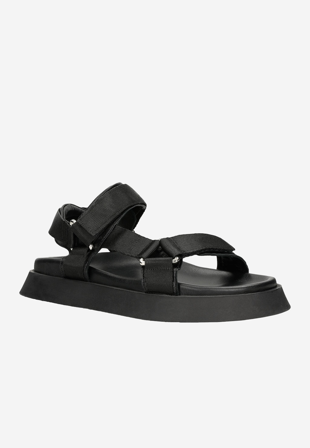 Czarne płaskie sandały damskie na rzepy 76104-81 Widok 3