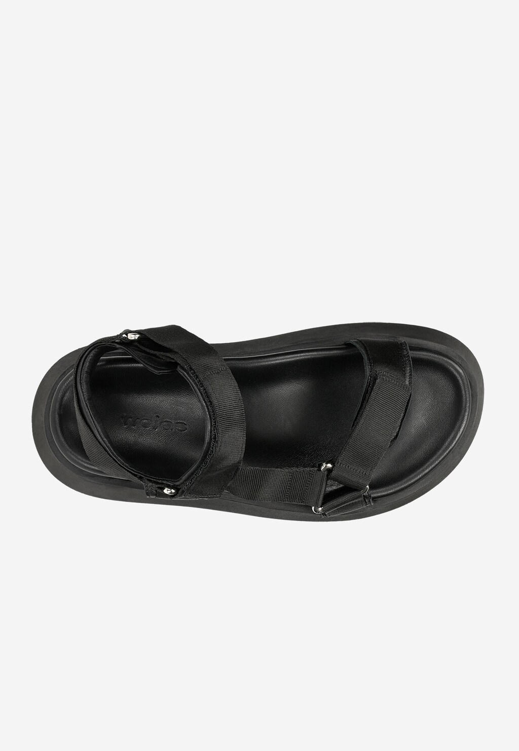 Czarne płaskie sandały damskie na rzepy 76104-81 Widok 5