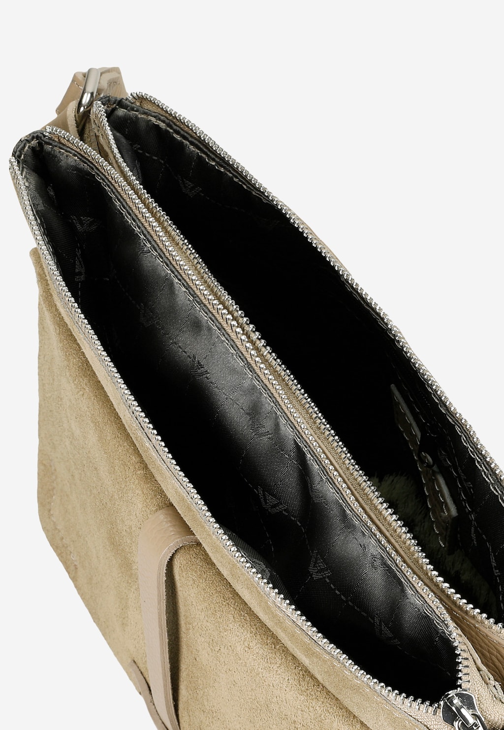 Béžová dámská crossbody kabelka z velurové kůže 9851-84 Widok 6