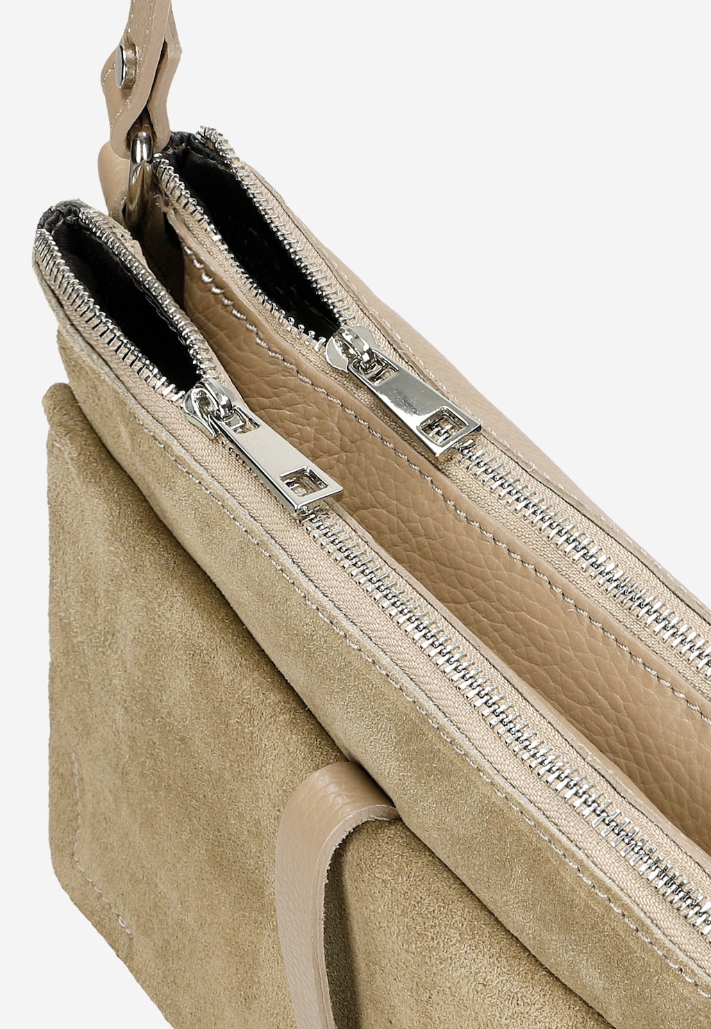 Béžová dámská crossbody kabelka z velurové kůže 9851-84 Widok 7