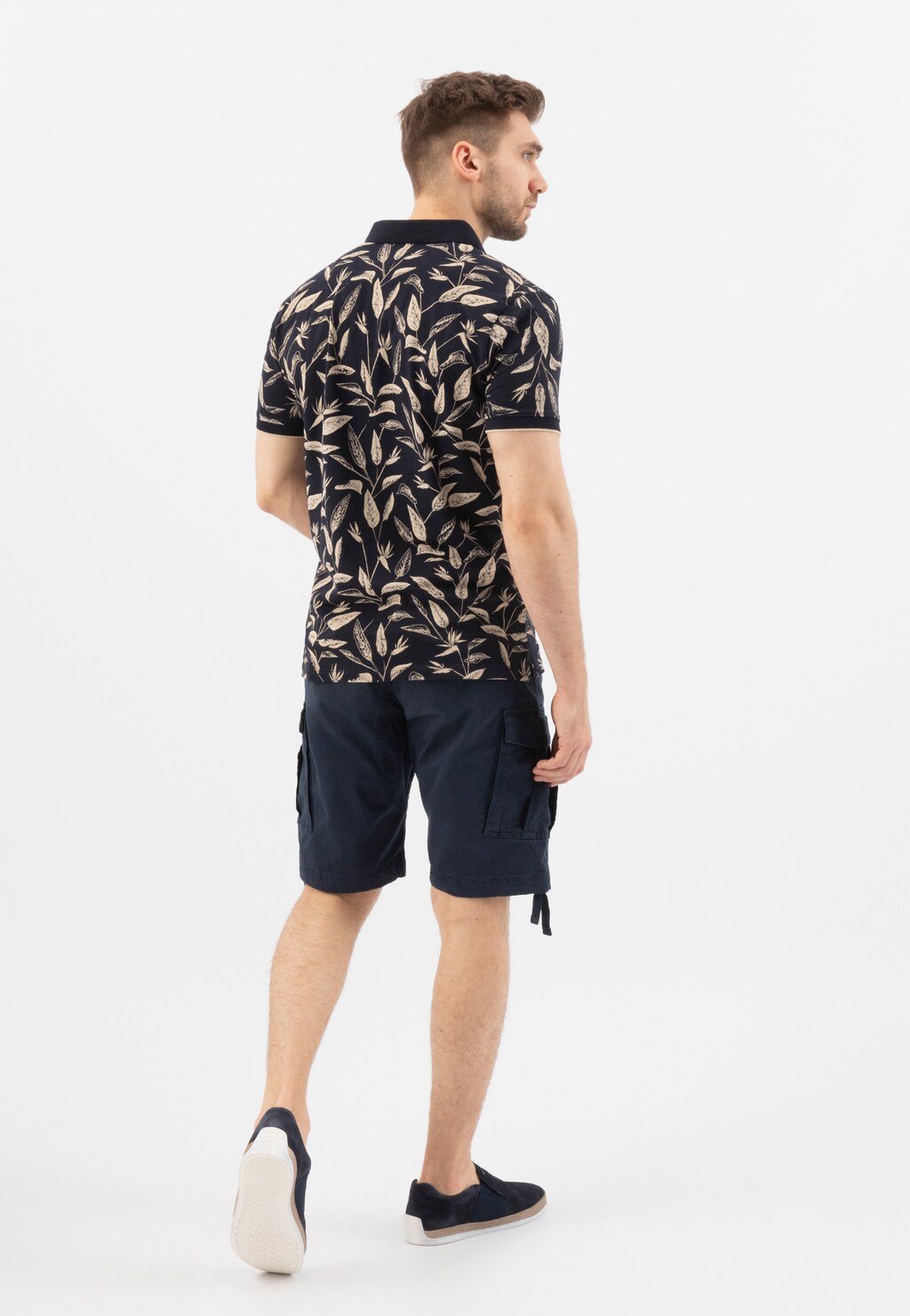 Granatowe mokasyny męskie z białą podeszwą 10030-66 Widok 8