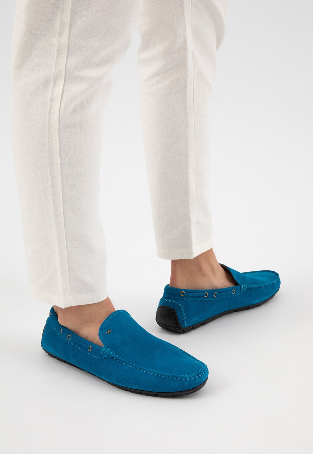 Modré pánske poltopánky z kvalitnej velúrovej kože 10047-76 Widok 8